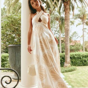 aiko dress coastal shell